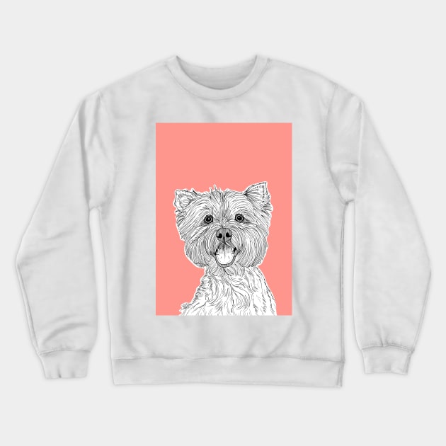 West Highland Terrier Dog Portrait ( coral background ) Crewneck Sweatshirt by AdamRegester